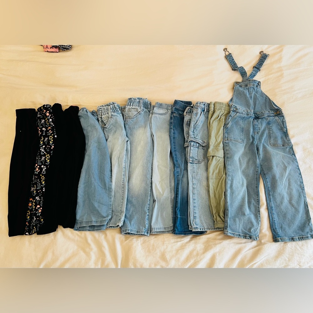 Assorted Lot of Girls Pants Jeans Leggings Overall Size 5-7T